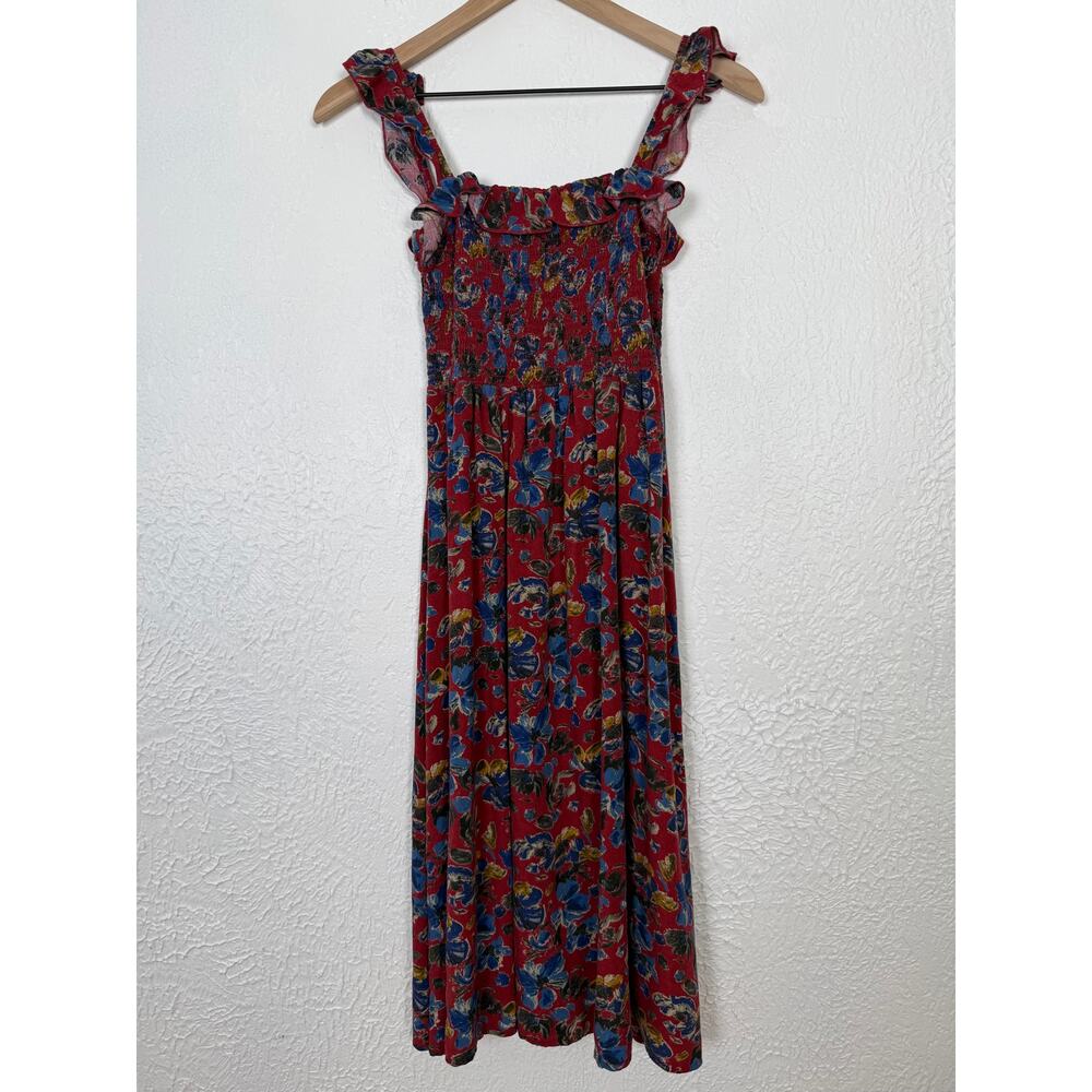 Natural Life Megan Red Floral Smocked Midi Dress Size XS - Picture 2 of 4